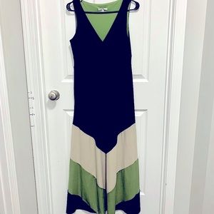 Beautiful Black Maxi Dress with Green and Tan